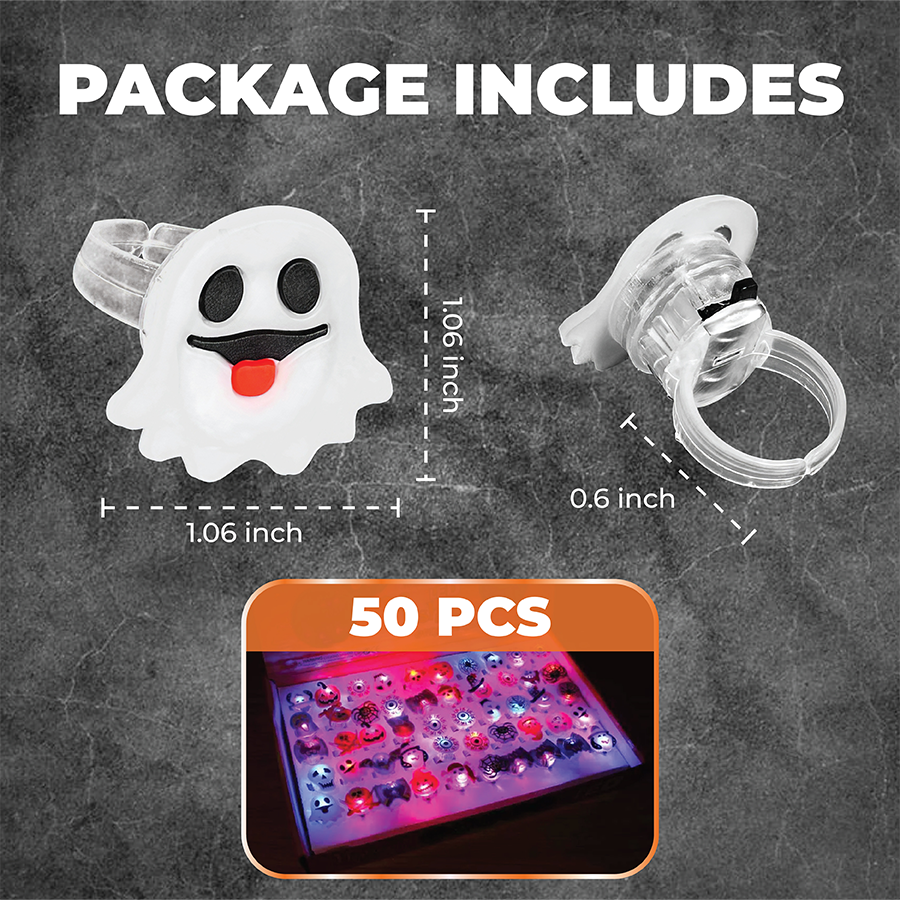 Riafu – Halloween Glow Rings Party Pack - 50 Pcs