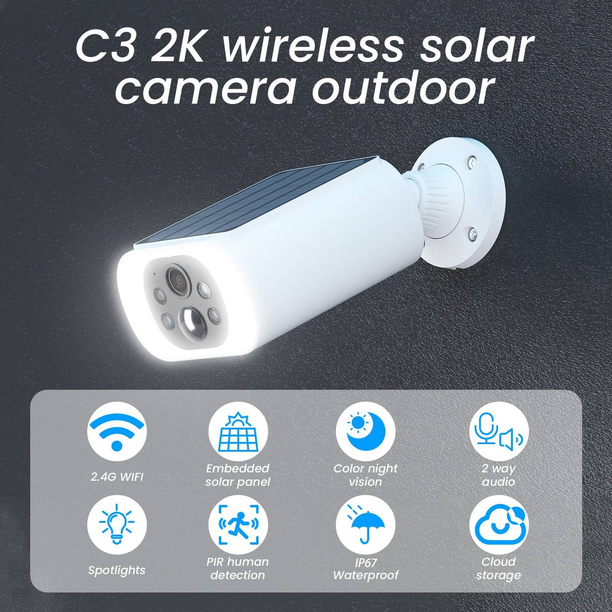 Riafu Outdoor Solar Security Cameras – Wireless Design with Motion Sensor & Night Vision