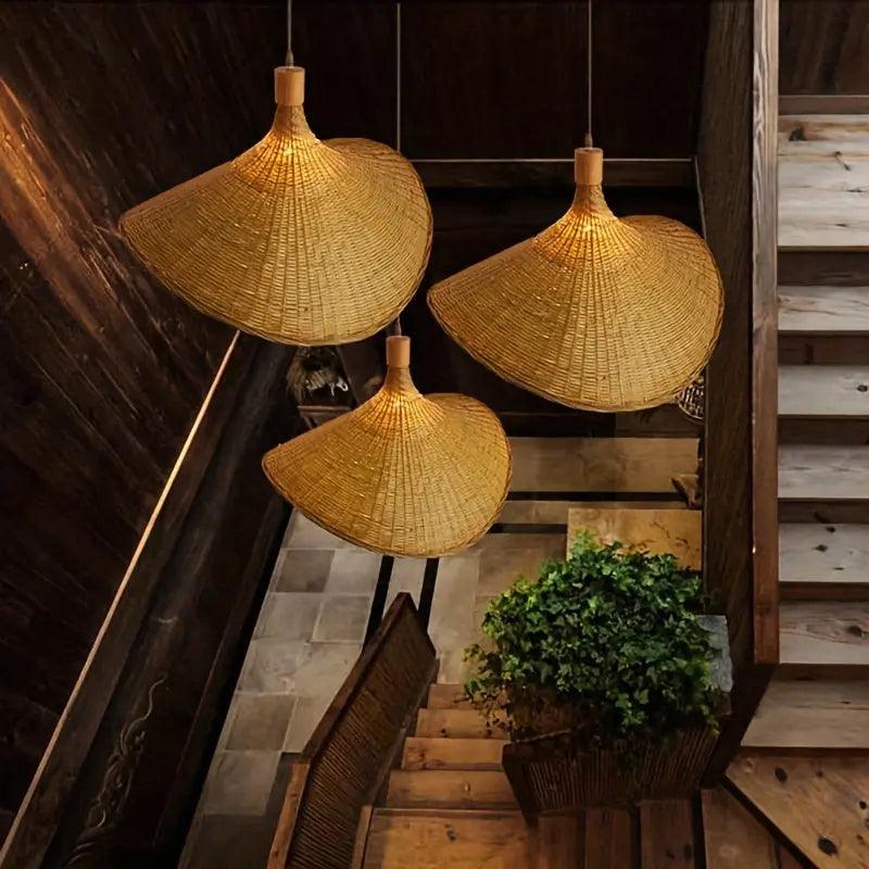 Bamboo Pendant Light | Curved Wave Design