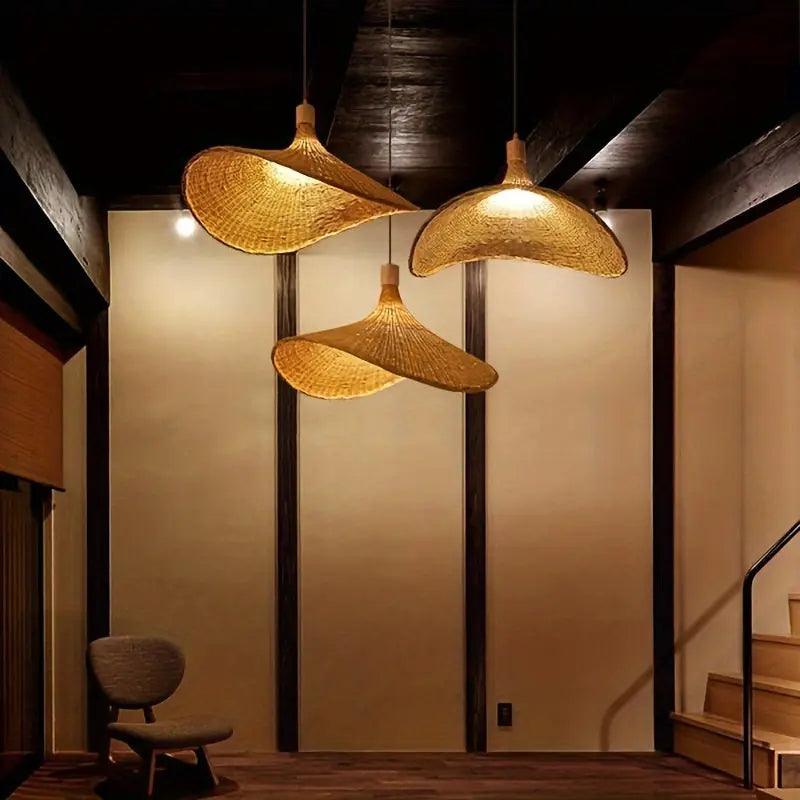 Bamboo Pendant Light | Curved Wave Design
