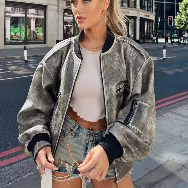 Riafu Long Sleeve Streetwear Polyester Casual Jacket Women's