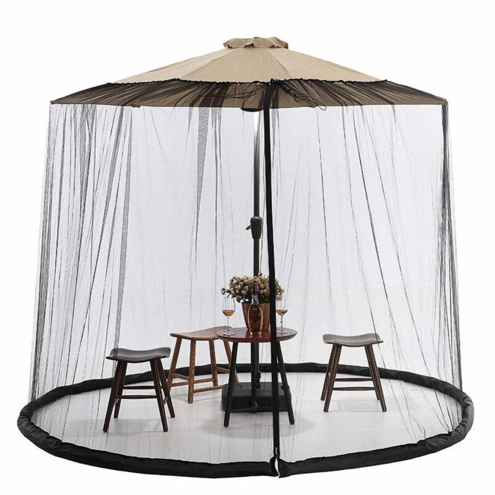 Riafu Outdoor Black Mesh Mosquito Net for Patio Umbrella