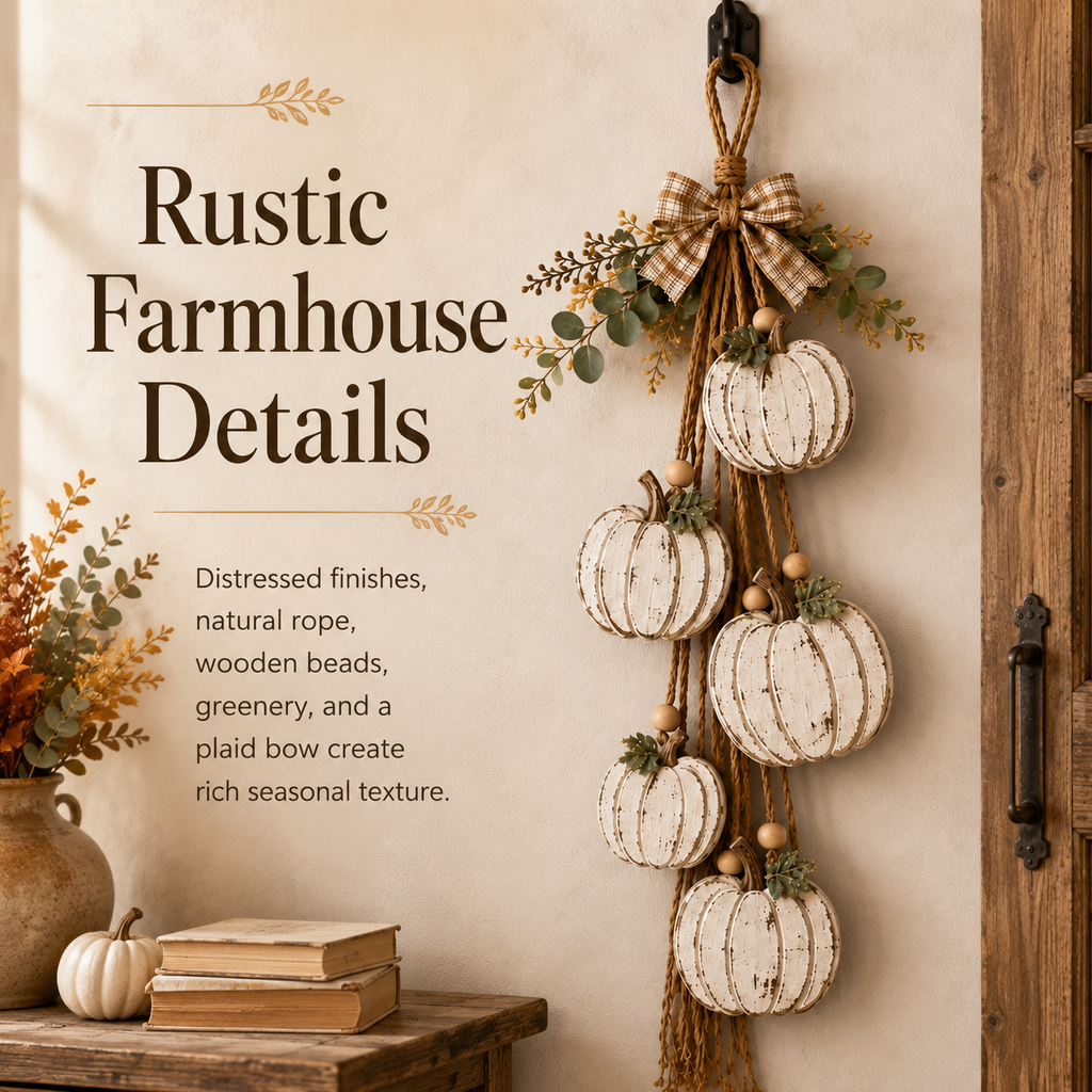 Riafu – Rustic White Pumpkin Hanging Swag