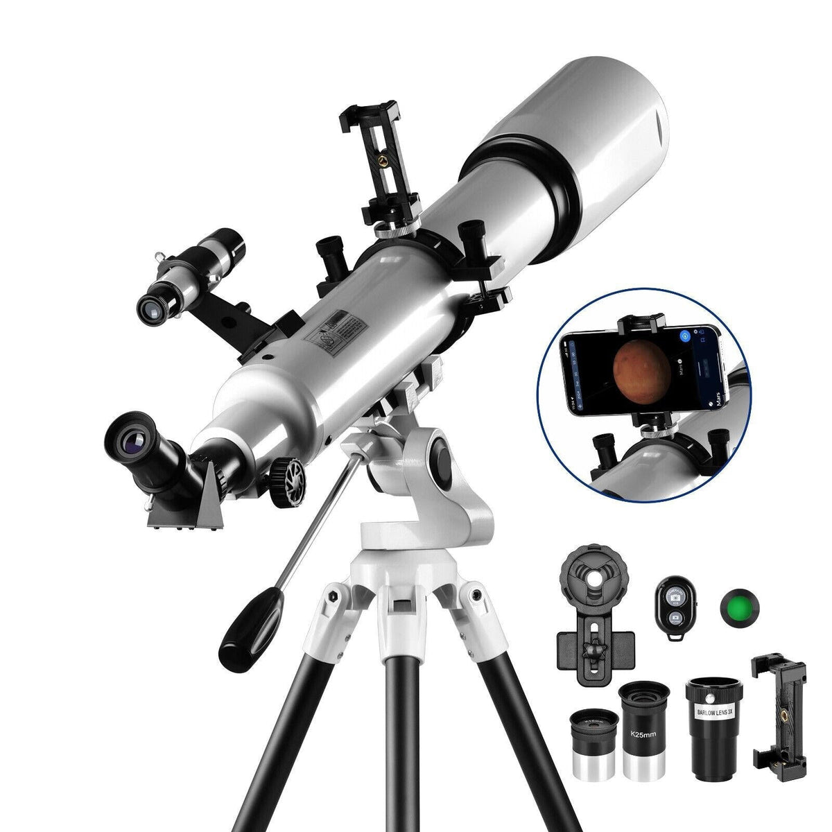 Riafu 210x Magnification Telescope for Adults & Beginners – Star Tracking App & Pro-Level Design