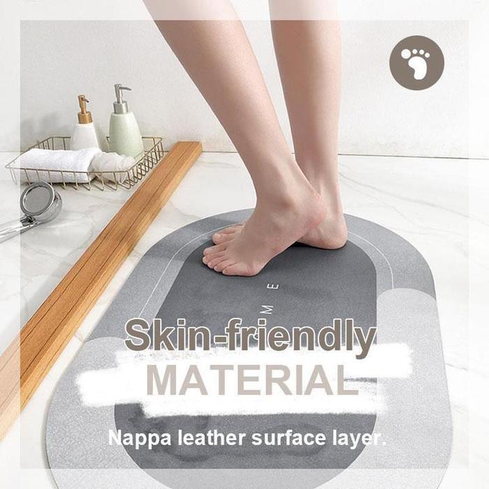 Riafu Absorbent Bath Mat (Oval) - Waterproof & Non slip Rubber Shower Mat