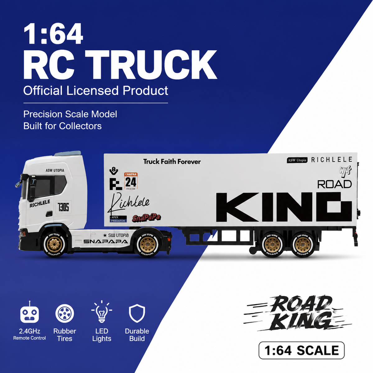 1:64 Alloy Container Truck RC Vehicle, NF04