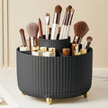 Modern Makeup Storage | Rotating Cosmetic Organizer with Gold Accents