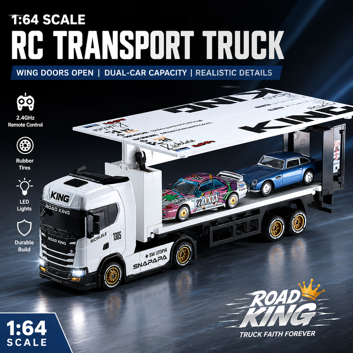 1:64 Alloy Container Truck RC Vehicle, NF04