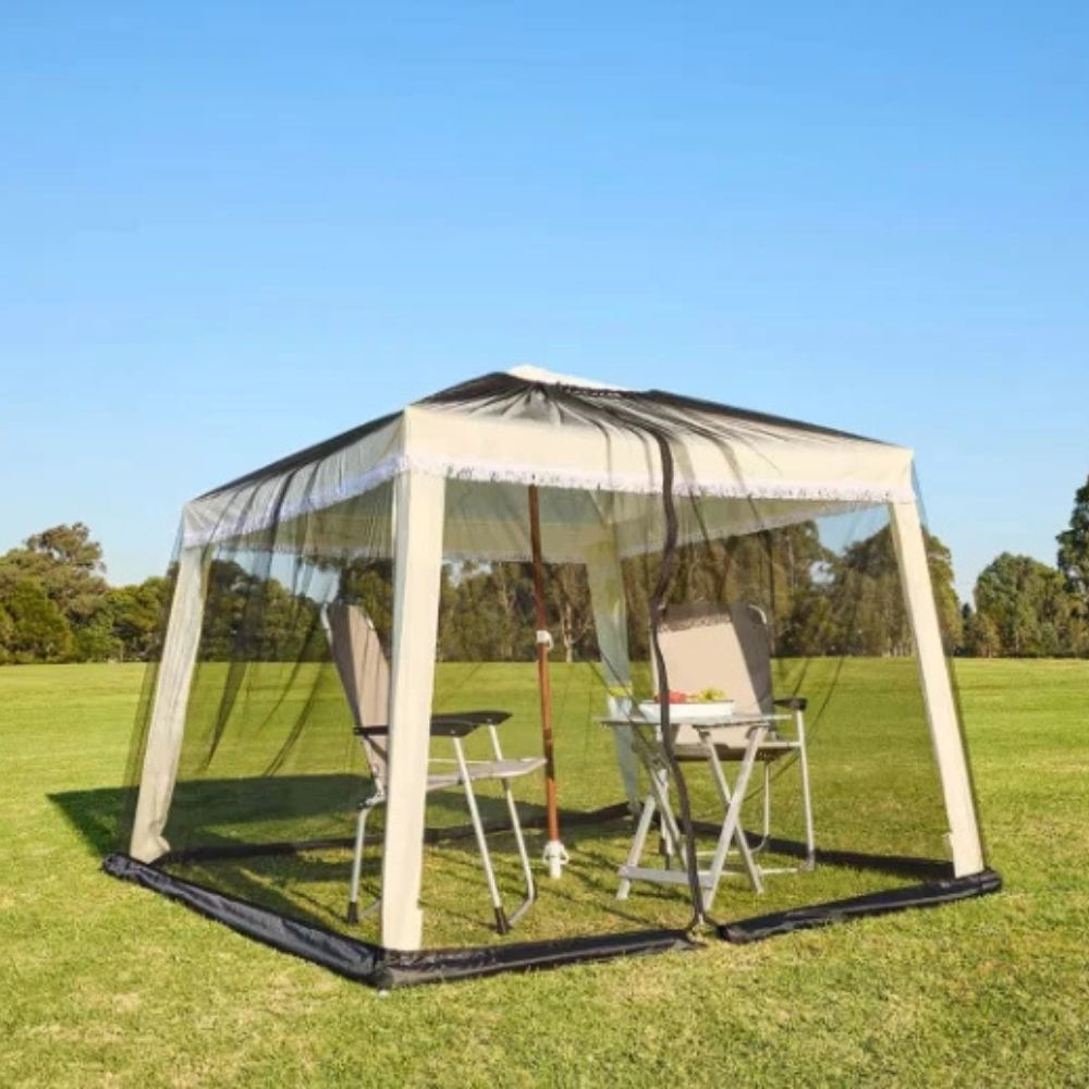 Riafu Outdoor Black Mesh Mosquito Net for Patio Umbrella