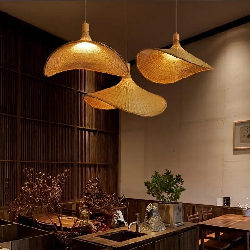 Bamboo Pendant Light | Curved Wave Design