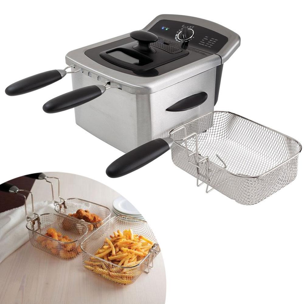 Riafu 4L Deep Fryer - Electric Fryer - Stainless Steel Electric Deep Fryer - Deep Fat Fryer - Home Fryer - Countertop Deep Fryer - Small Deep Fryer