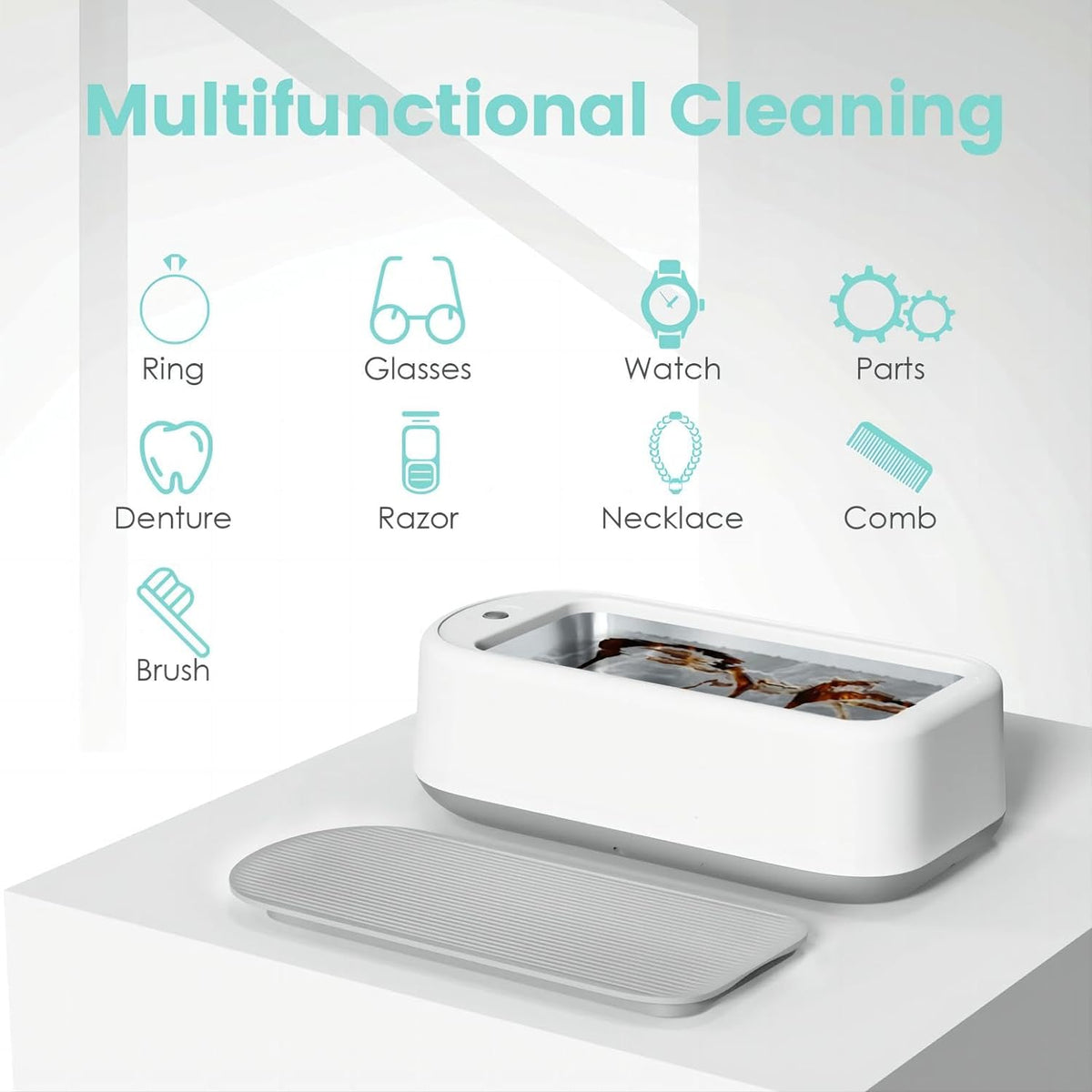 Riafu Ultrasonic Jewelry Cleaner – Portable Sonic Cleaning Machine for Rings, Glasses & Watches