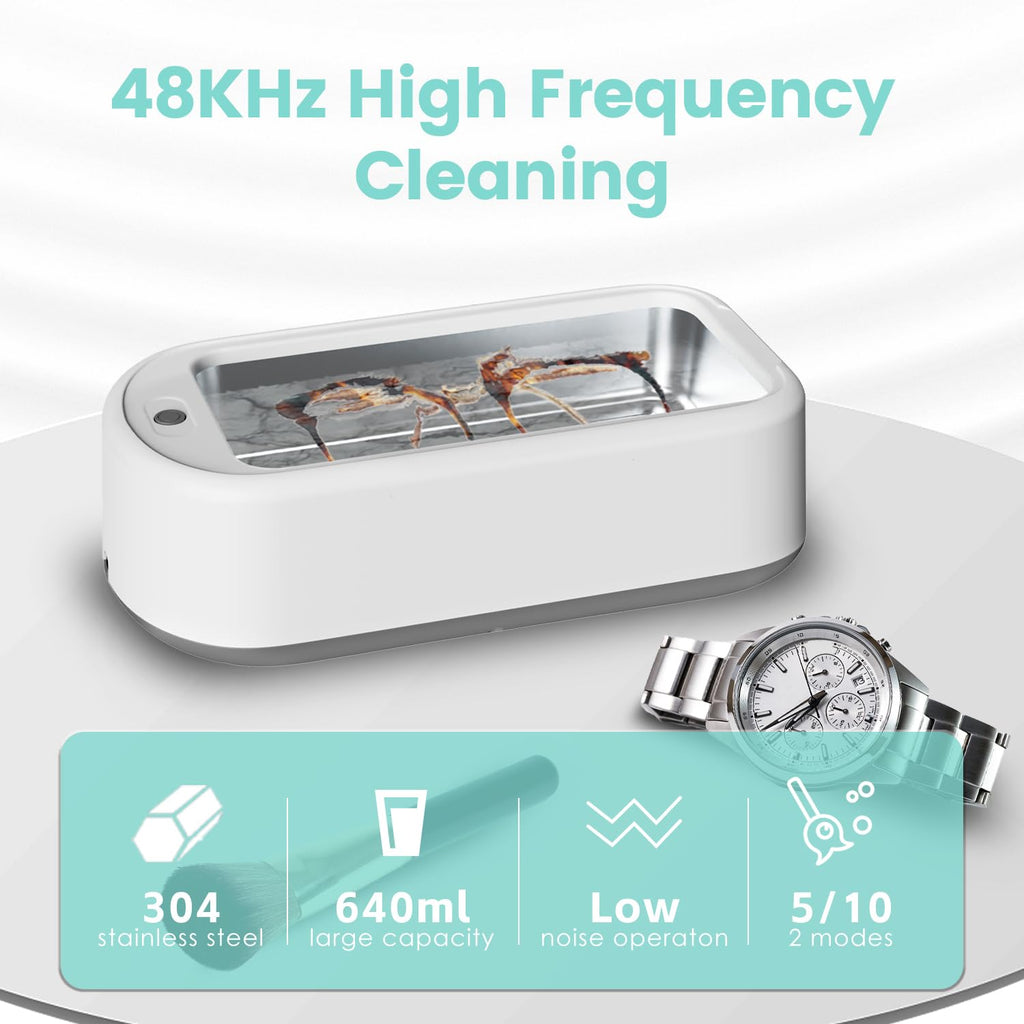 Riafu Ultrasonic Jewelry Cleaner – Portable Sonic Cleaning Machine for Rings, Glasses & Watches