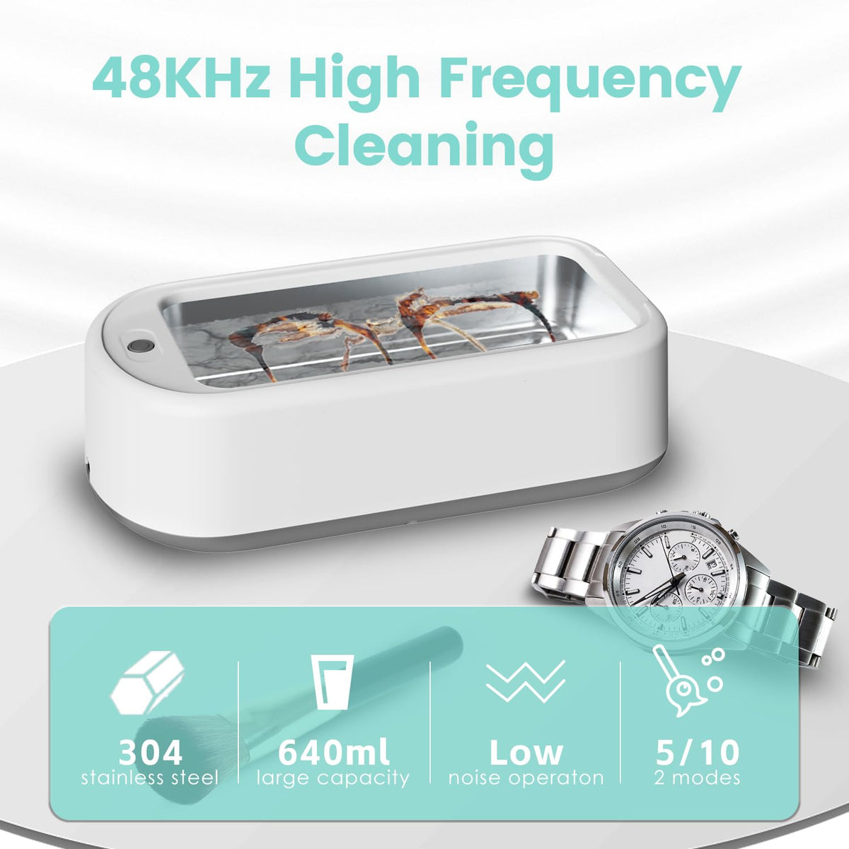 Riafu Ultrasonic Jewelry Cleaner – Portable Sonic Cleaning Machine for Rings, Glasses & Watches