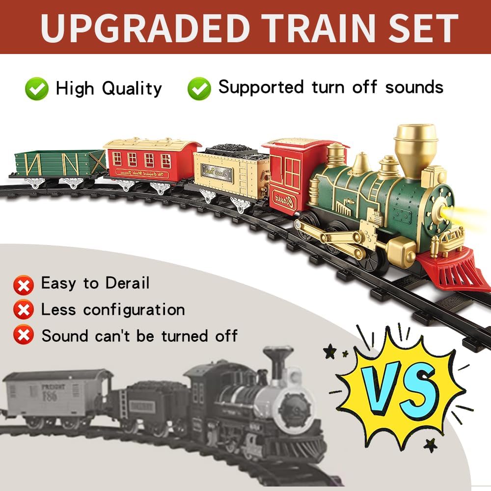 XINGYING Electric Train Set for Kids Ages 4-8, Complete Toy Train with Lights & Sounds, Train Toys with Cars & Tracks for Christmas and All-Year Play