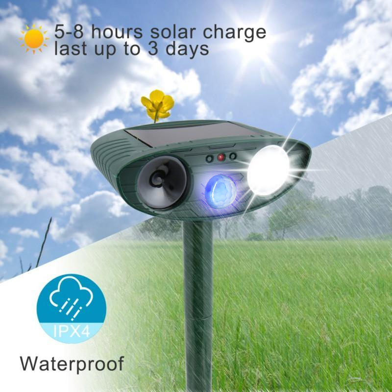 Riafu Solar Ultrasonic Cat Repeller – Outdoor Motion Sensor Animal Deterrent