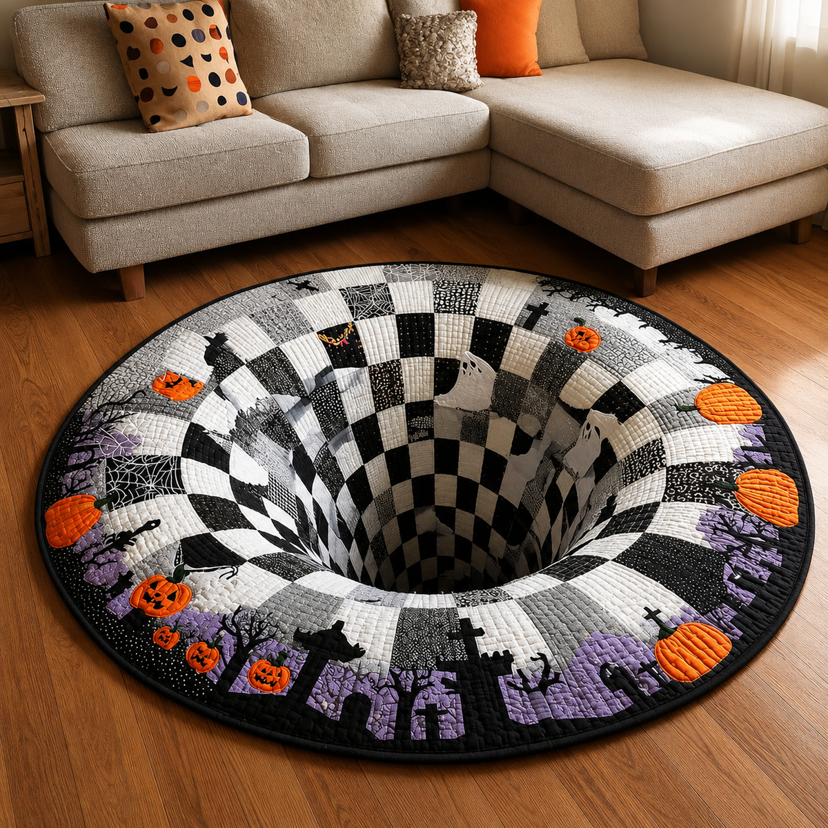 Riafu – 3D Skeleton Vortex Halloween Rug