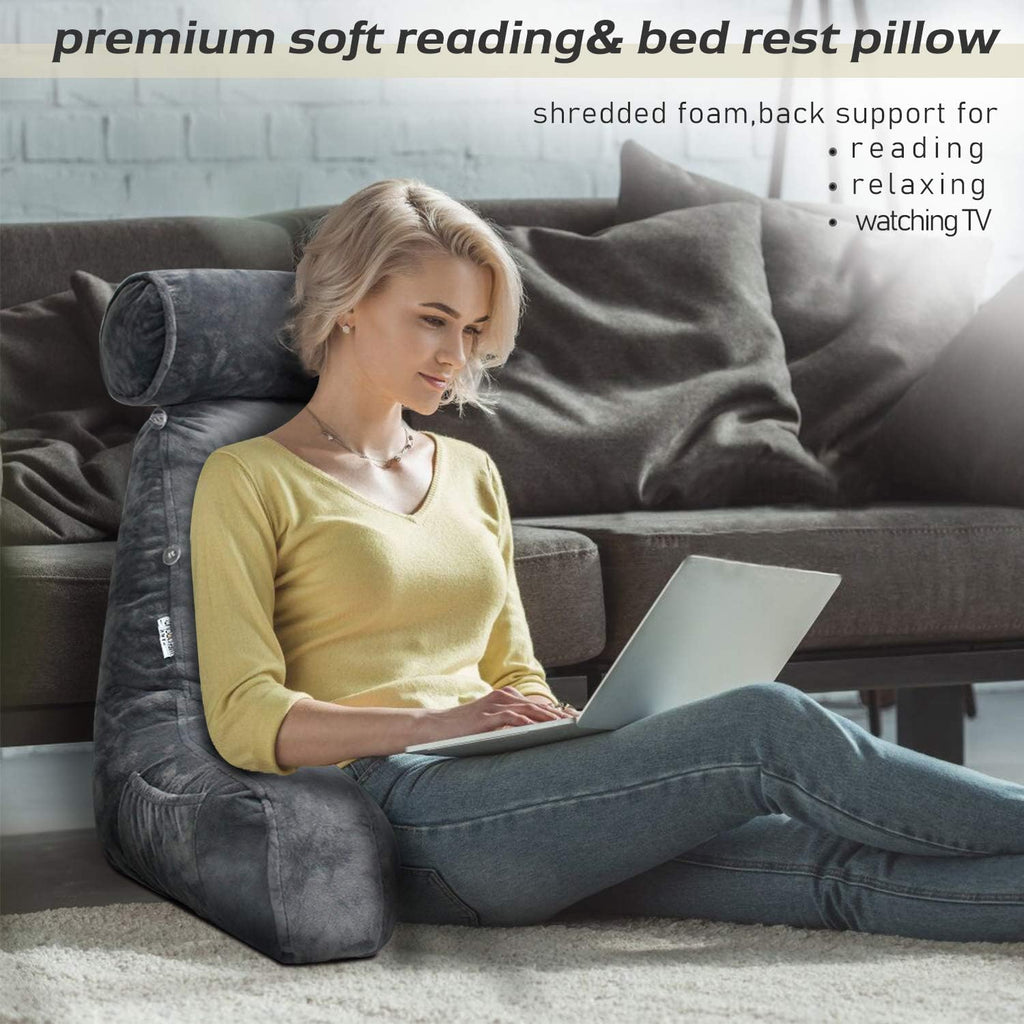 Riafu Reading Pillow with Arms – Backrest Support Cushion for Bed & Couch