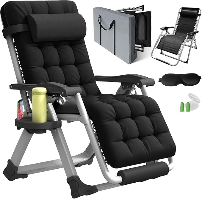 Riafu Portable Folding Lounge Chair – Heavy-Duty Outdoor Recliner with 500LB Capacity