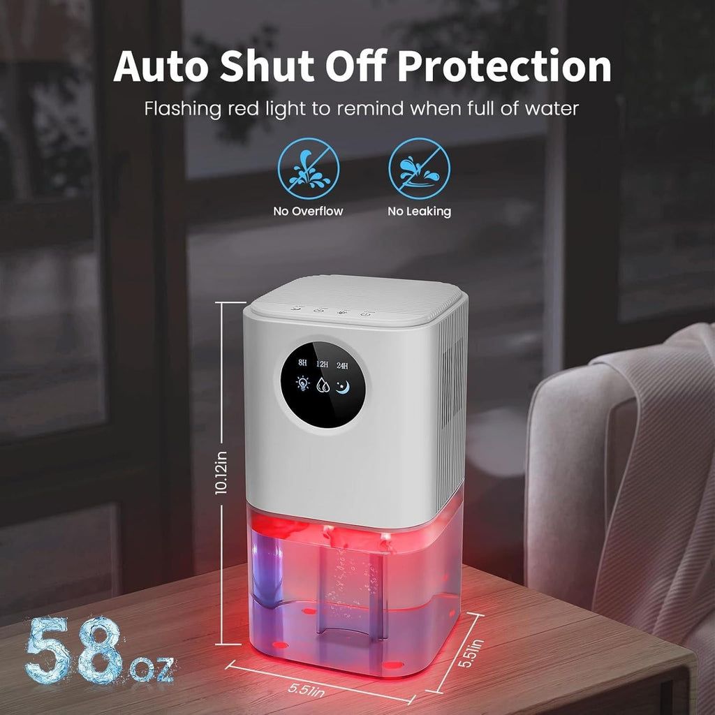 Riafu Portable Dehumidifier for Bedroom/Bathroom – Quiet Damp Air Moisture Remover