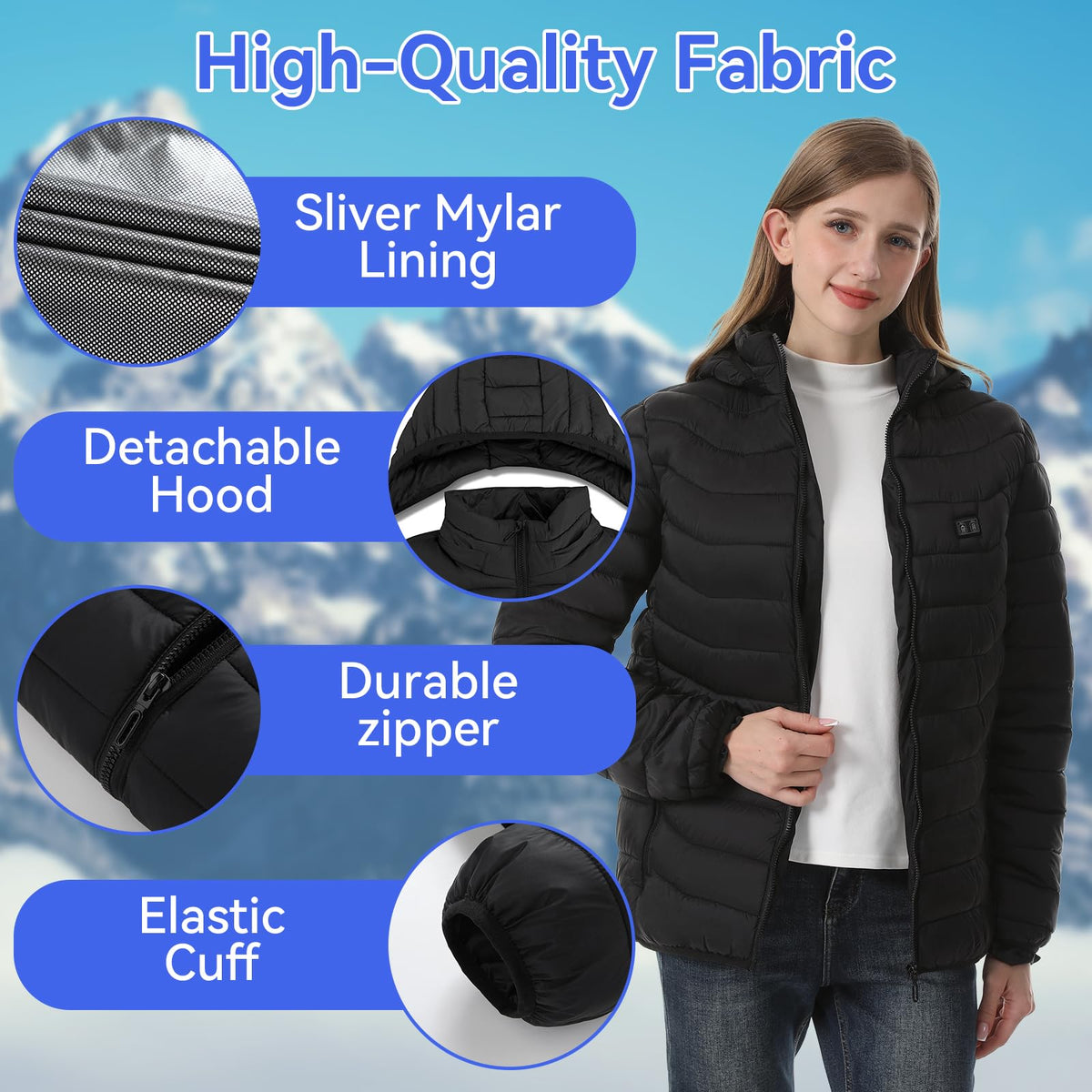 Unisex Heated Jacket with Battery and 15 Heating Zones