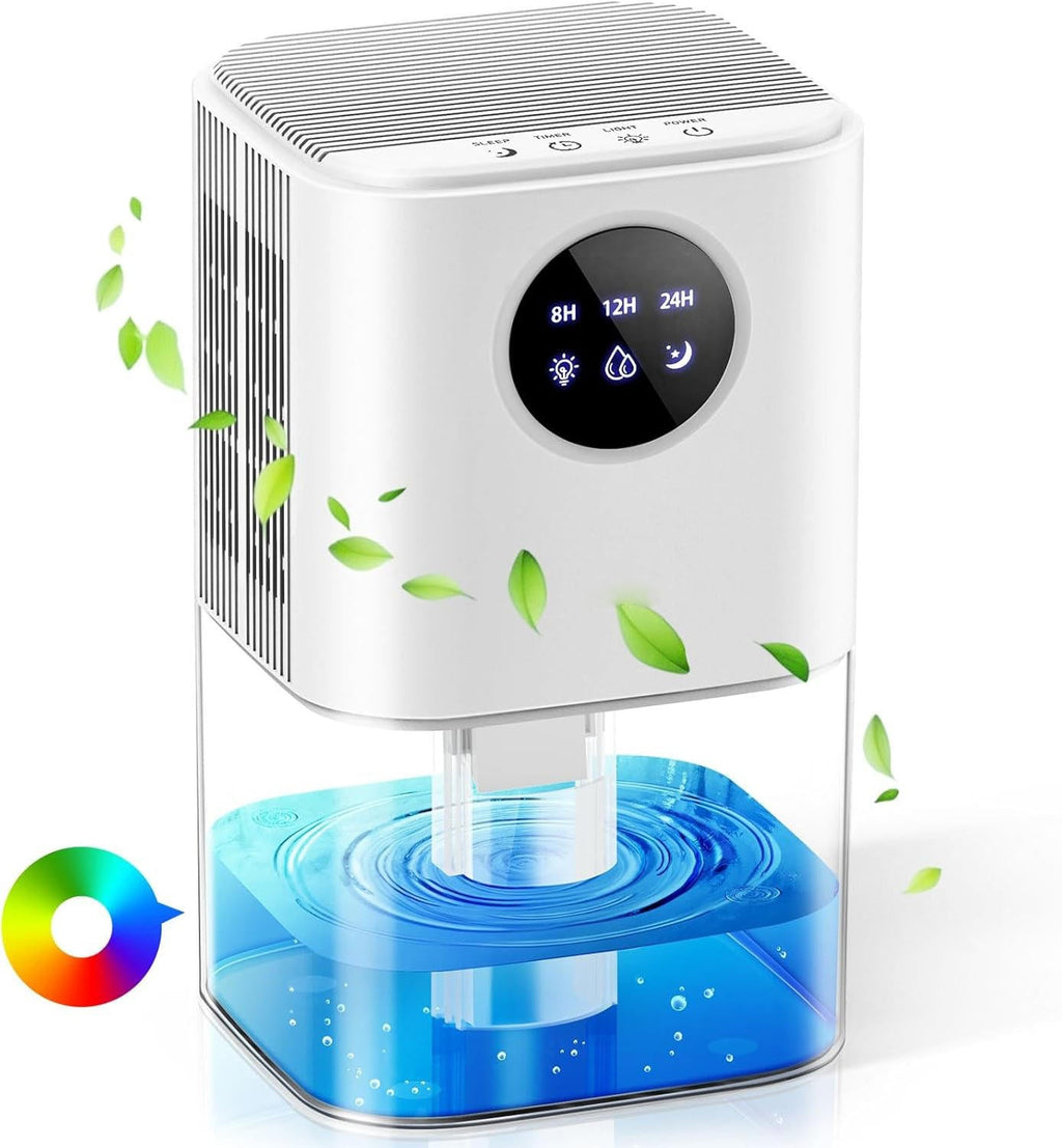 Riafu Portable Dehumidifier for Bedroom/Bathroom – Quiet Damp Air Moisture Remover