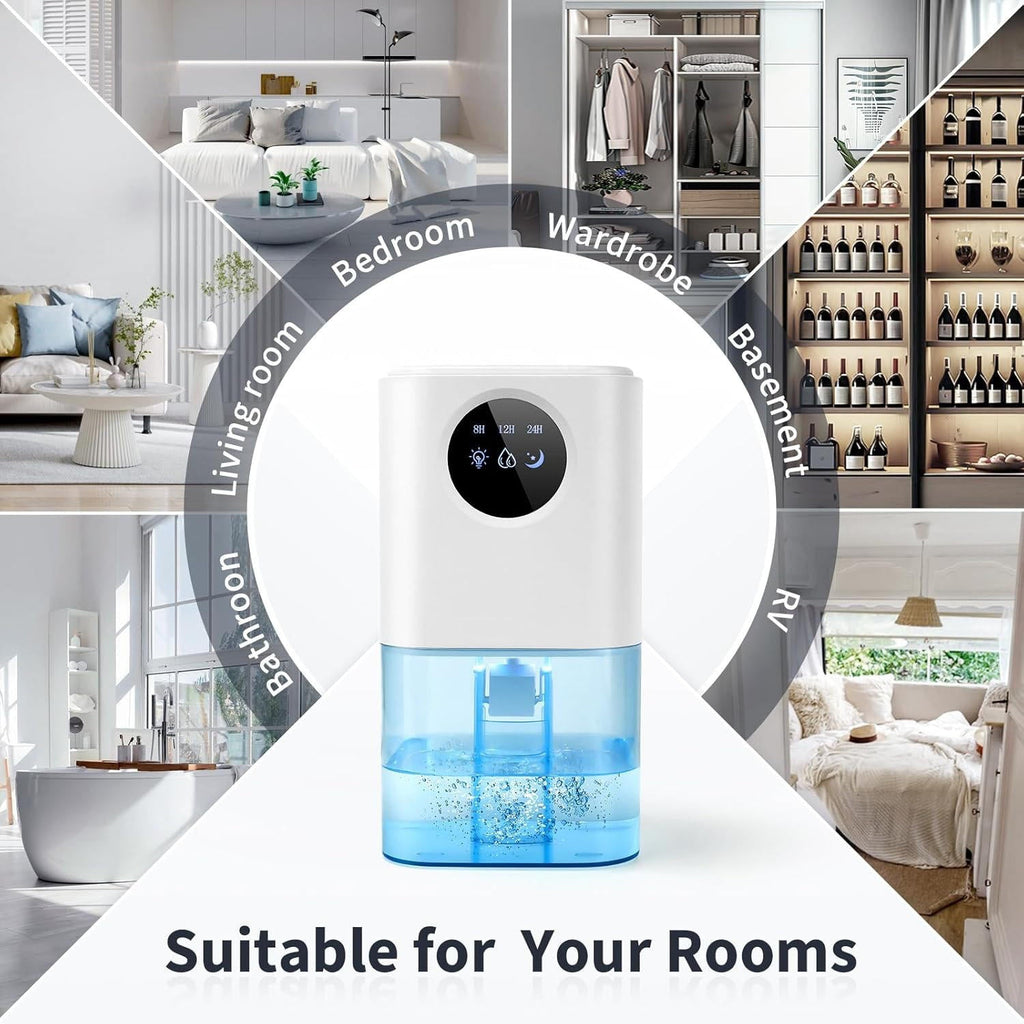 Riafu Portable Dehumidifier for Bedroom/Bathroom – Quiet Damp Air Moisture Remover