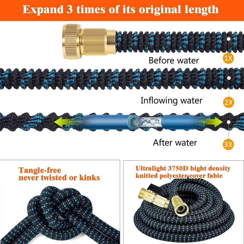 Riafu Expandable Garden Hose – Flexible, Lightweight & Heavy-Duty with Spray Nozzle