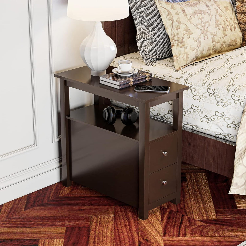 Riafu Minimalist Chair Side End Table With Drawers