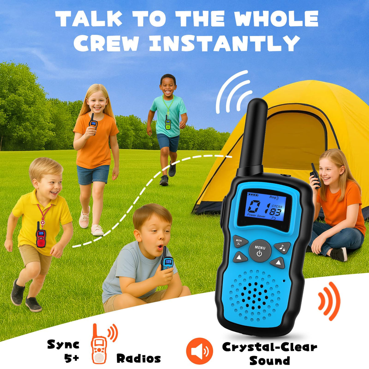 4-Pack Walkie Talkies for Outdoor Play, Batteries and Charger Not Included