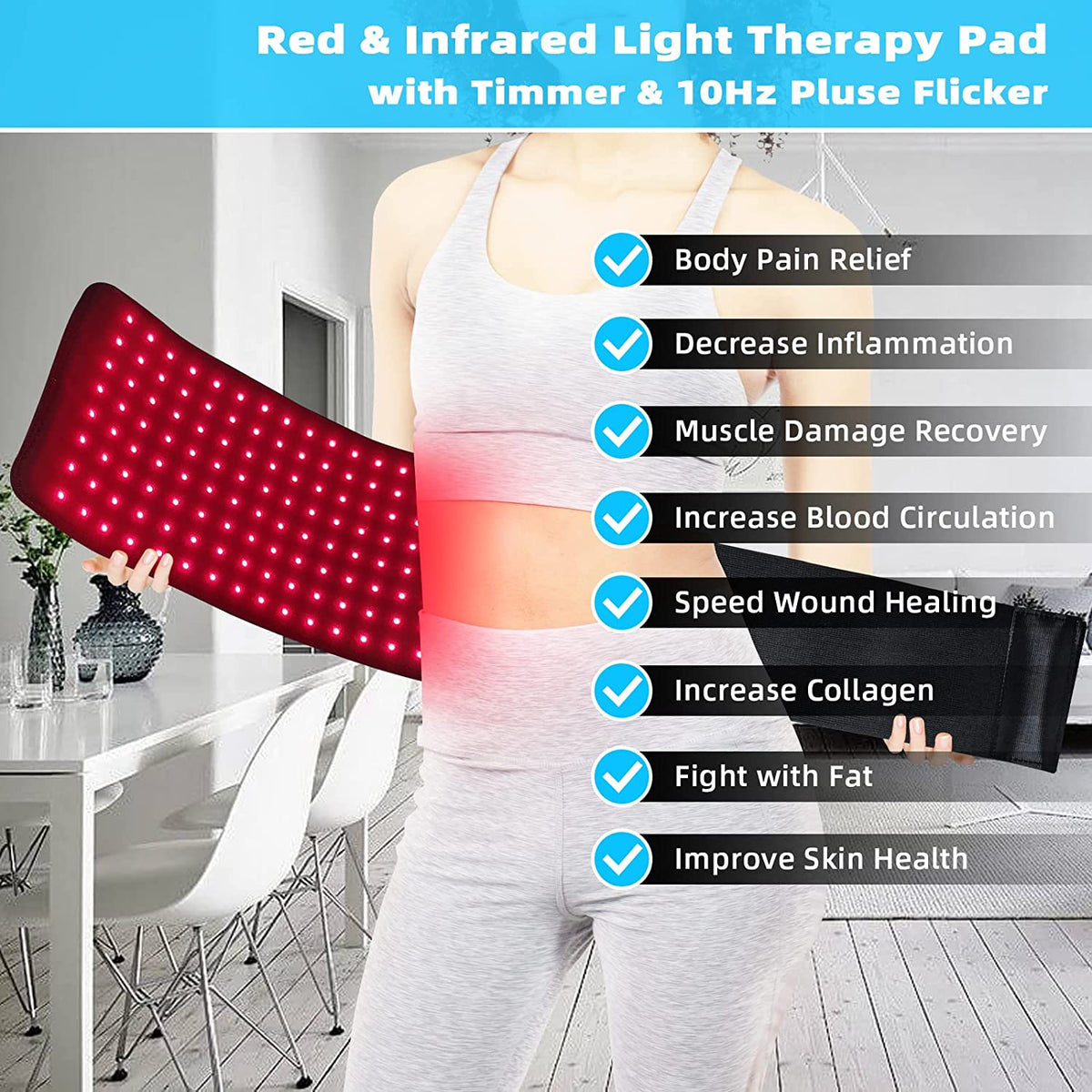 Riafu Infrared Light Therapy Belt – Medical-Grade Red & Near Infrared Pad for At-Home Pain Relief