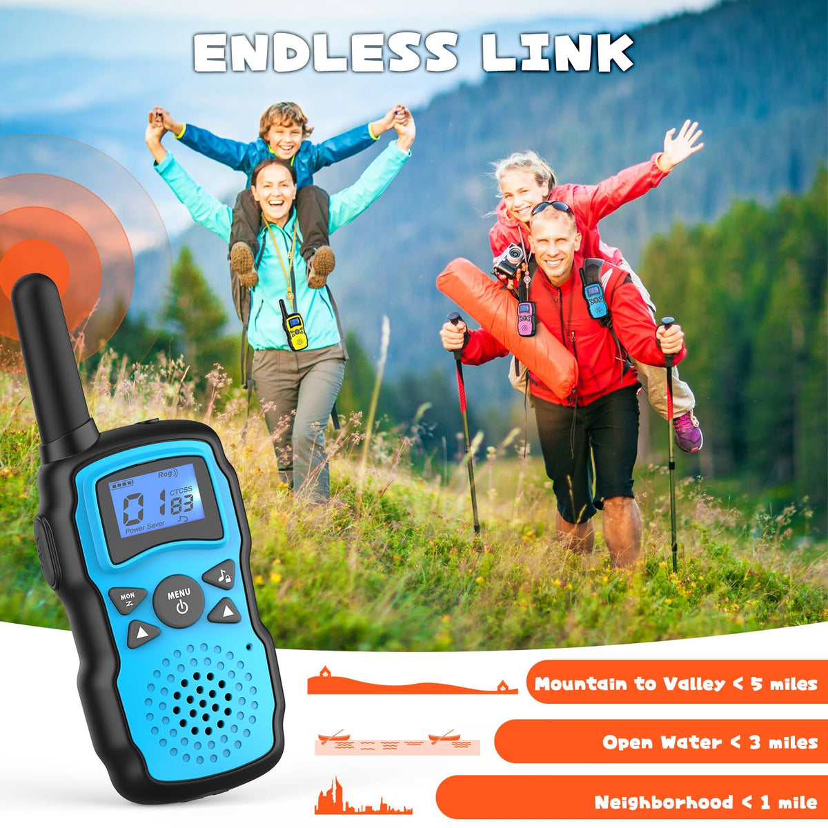 4-Pack Walkie Talkies for Outdoor Play, Batteries and Charger Not Included