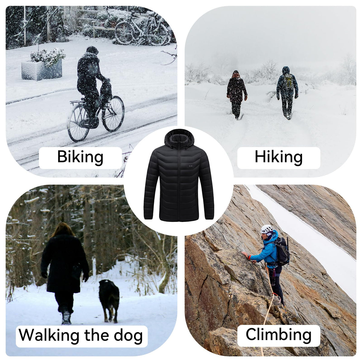 Unisex Heated Jacket with Battery and 15 Heating Zones