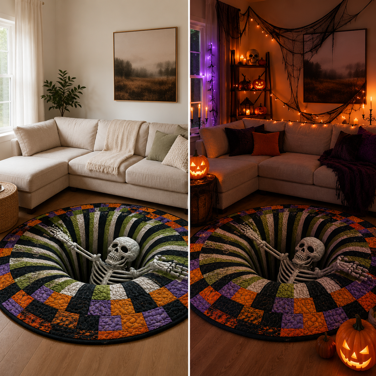 Riafu – 3D Skeleton Vortex Halloween Rug