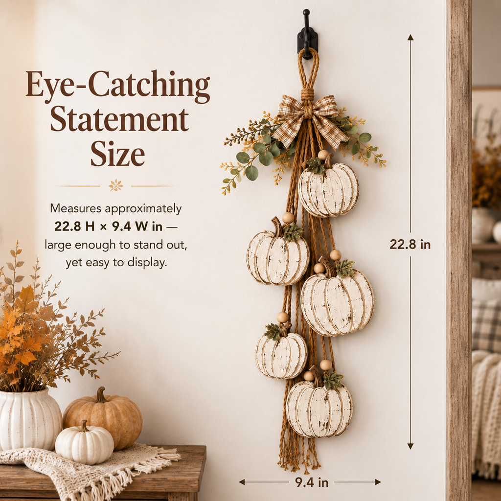 Riafu – Rustic White Pumpkin Hanging Swag