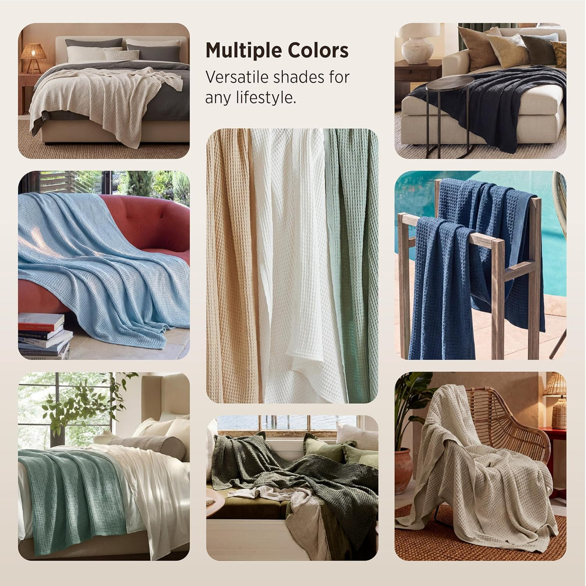 Riafu – 100% Cotton Queen Blanket with Cooling Waffle Weave | Soft & Breathable for Summer Comfort