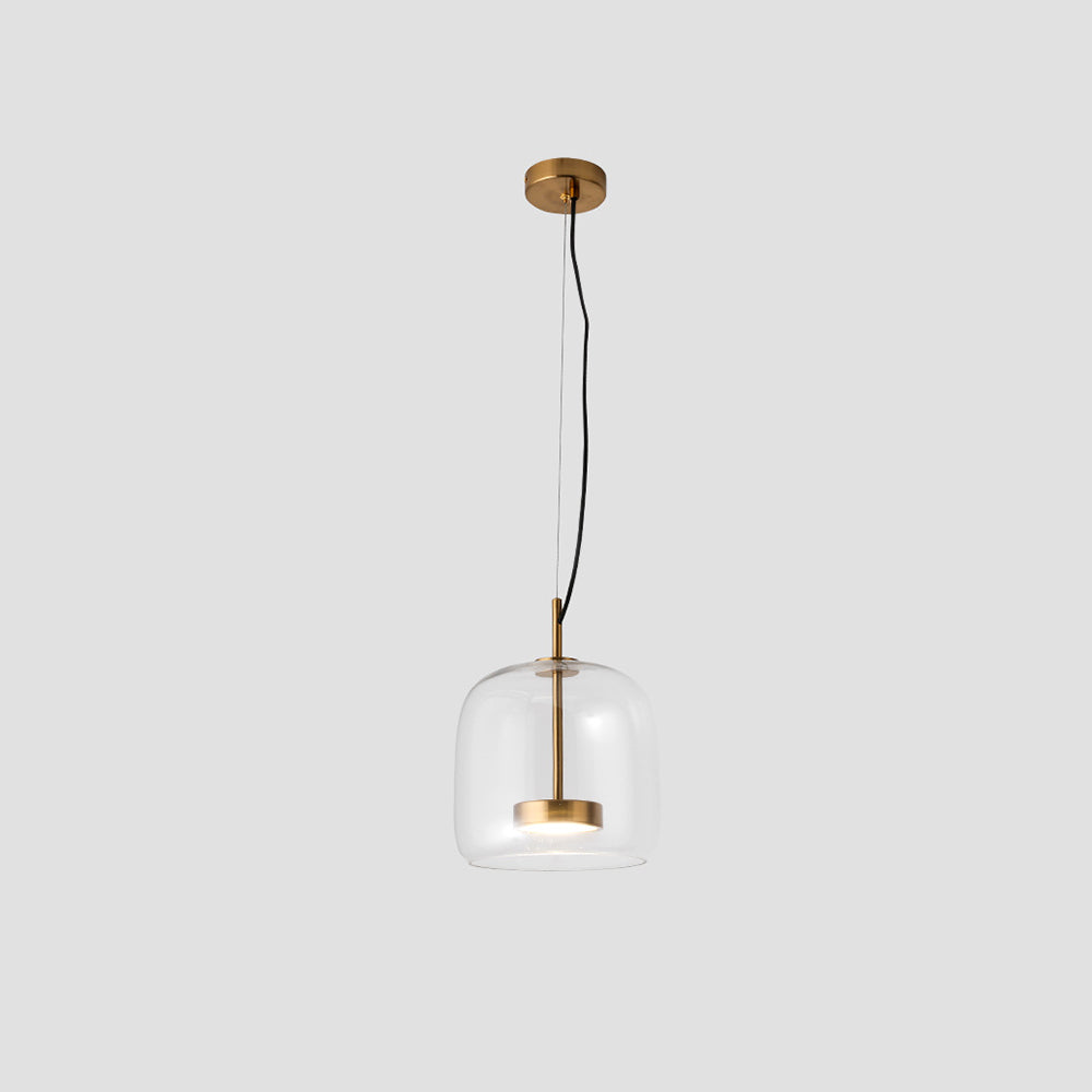 Modern Glass Pendant Light | Amber Dome Shade