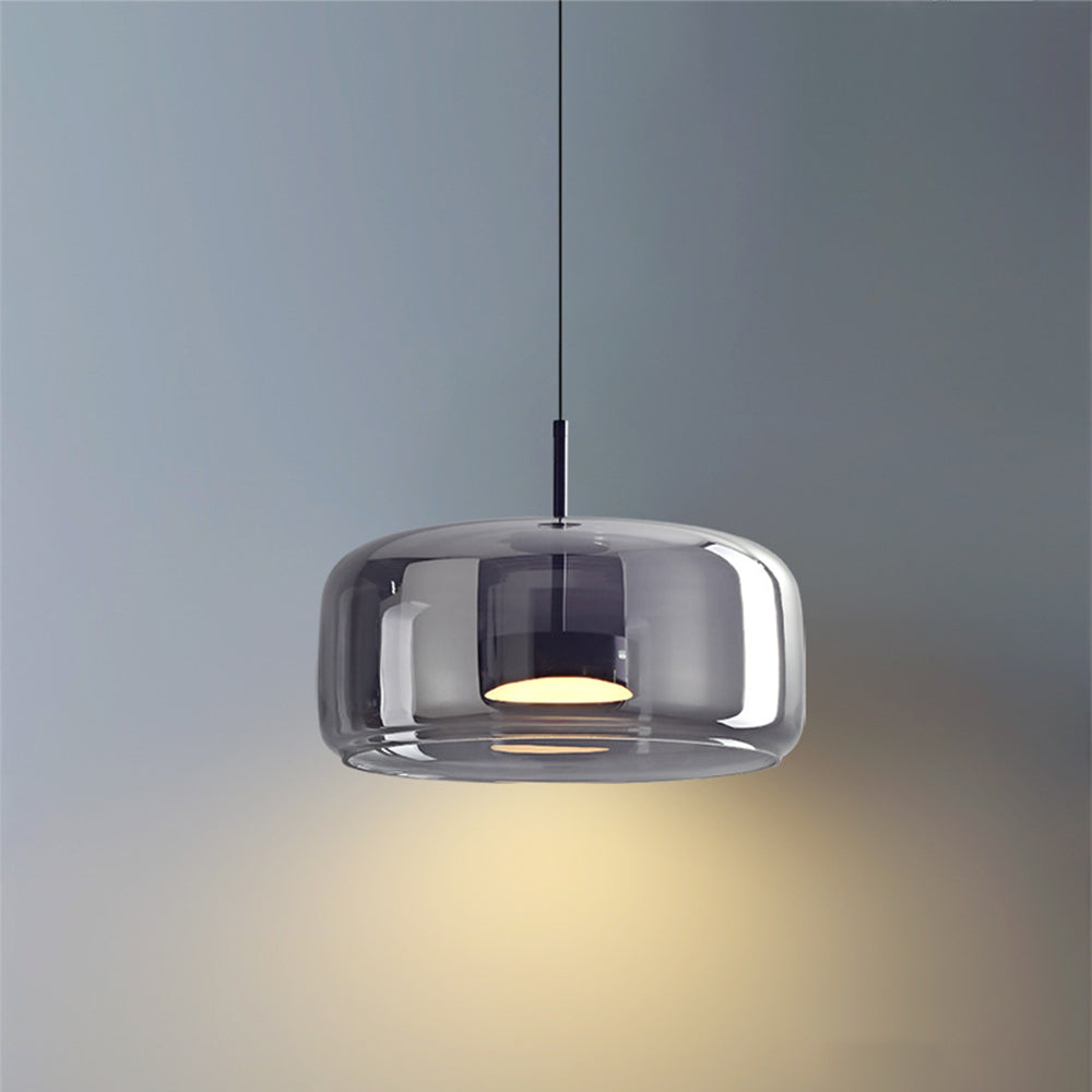 Modern Glass Pendant Light | Amber Dome Shade