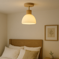 Scandinavian Ceiling Light | Wood Glass Dome Design