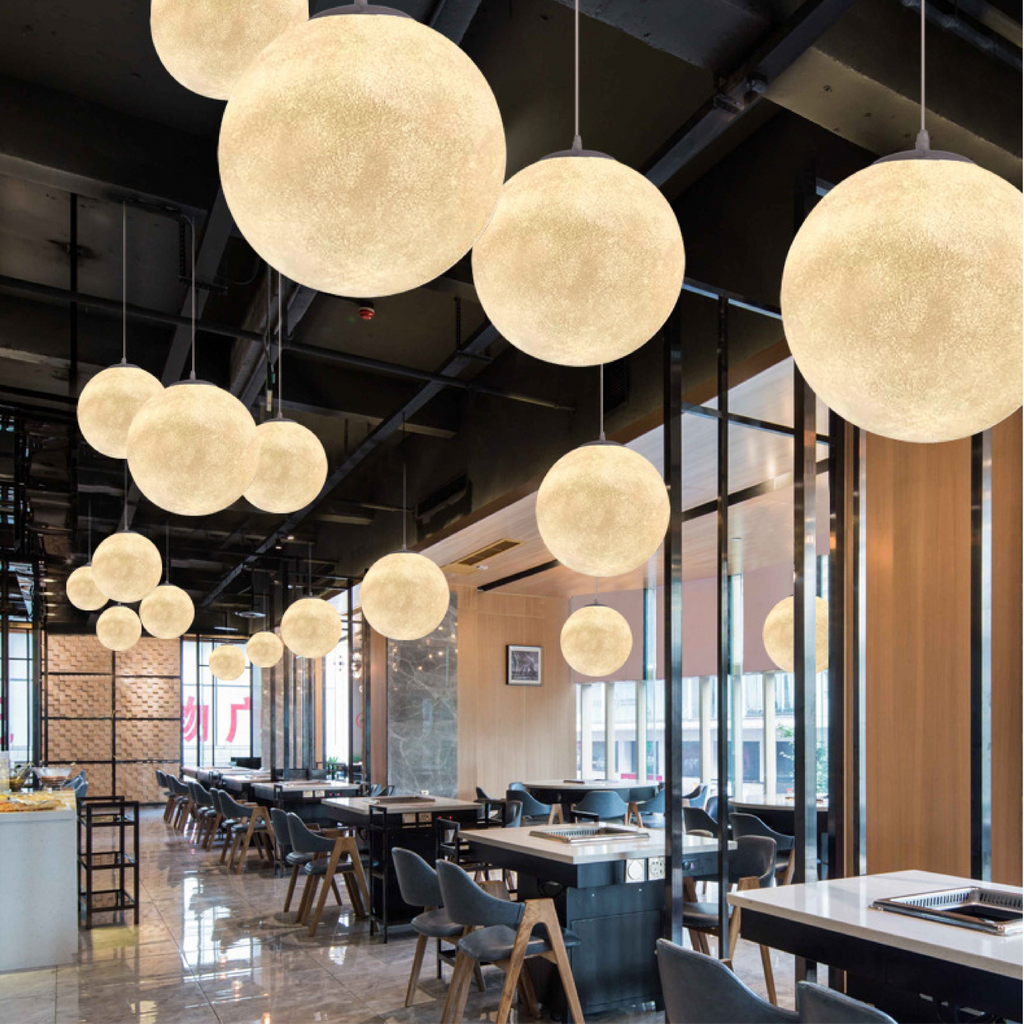 Moon Pendant Light | Lunar Pattern Hanging Globe