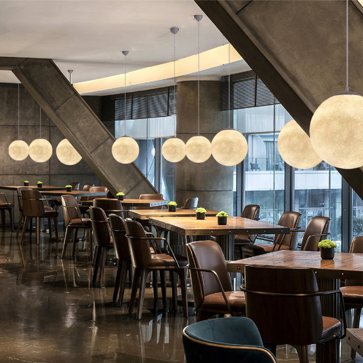 Moon Pendant Light | Lunar Pattern Hanging Globe