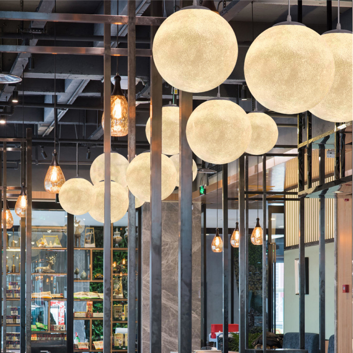 Moon Pendant Light | Lunar Pattern Hanging Globe