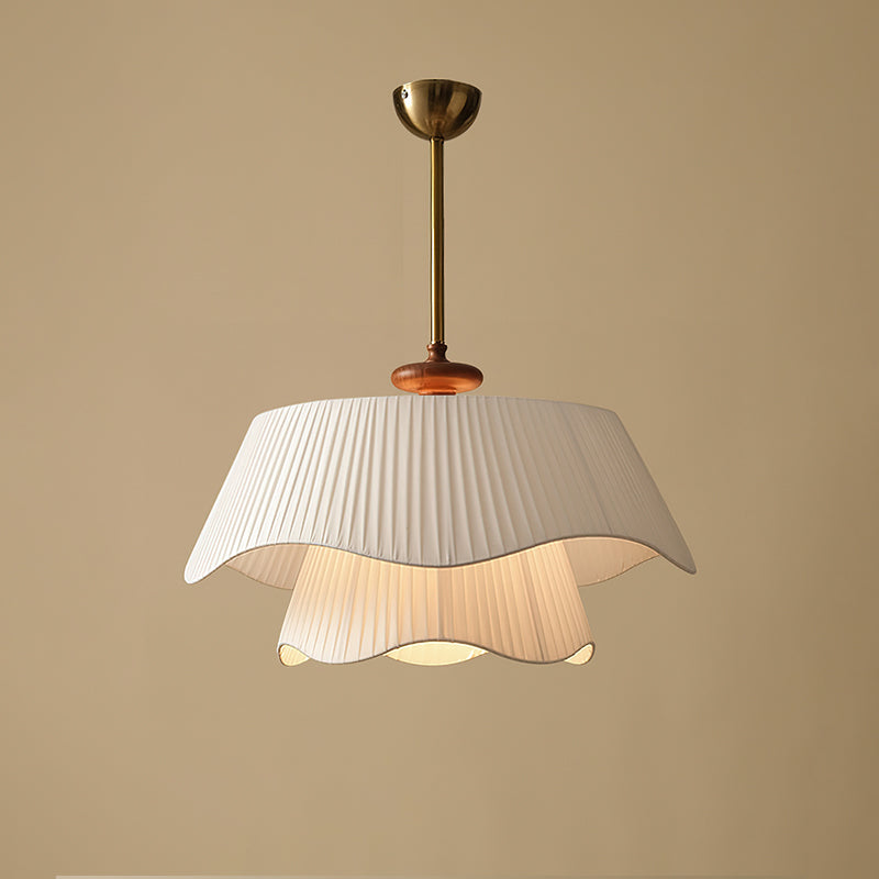 Modern Pendant Light | Pleated Fabric Double-Layer Shade