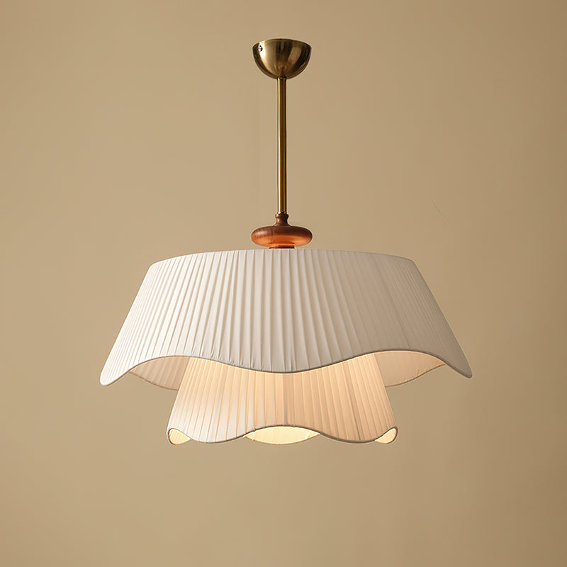 Modern Pendant Light | Pleated Fabric Double-Layer Shade