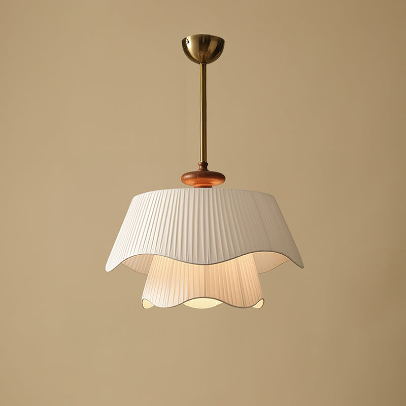 Modern Pendant Light | Pleated Fabric Double-Layer Shade