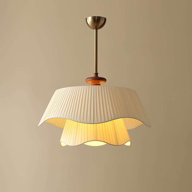 Modern Pendant Light | Pleated Fabric Double-Layer Shade