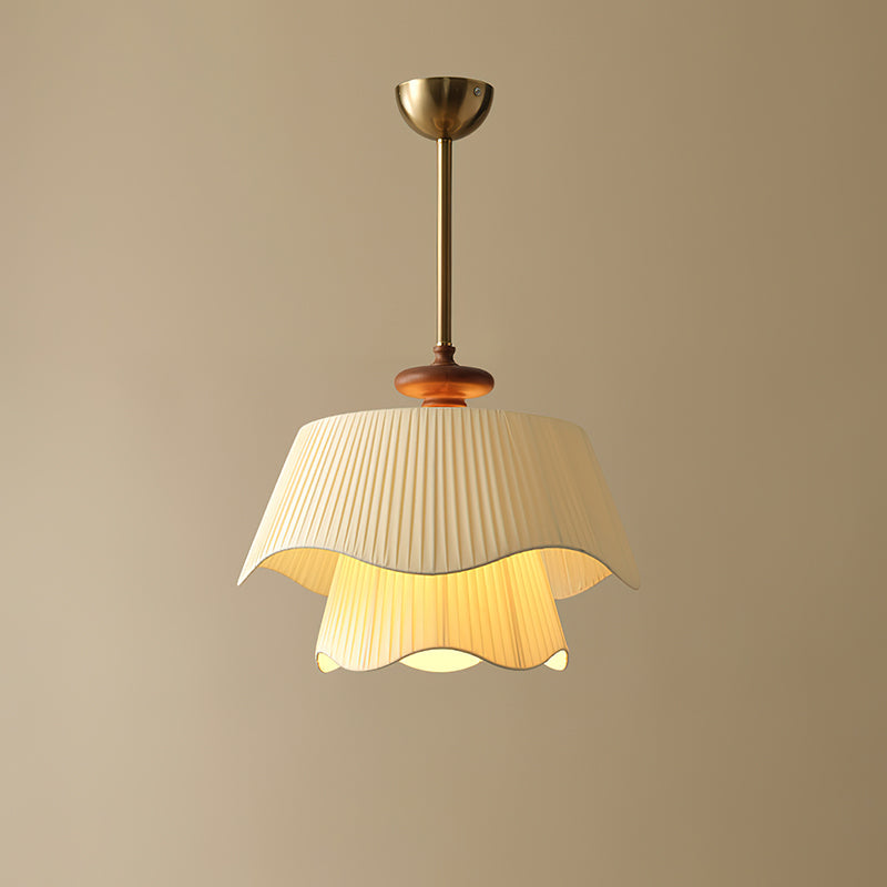 Modern Pendant Light | Pleated Fabric Double-Layer Shade