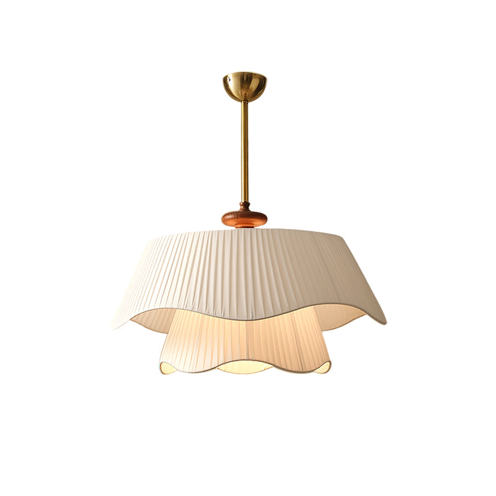 Modern Pendant Light | Pleated Fabric Double-Layer Shade