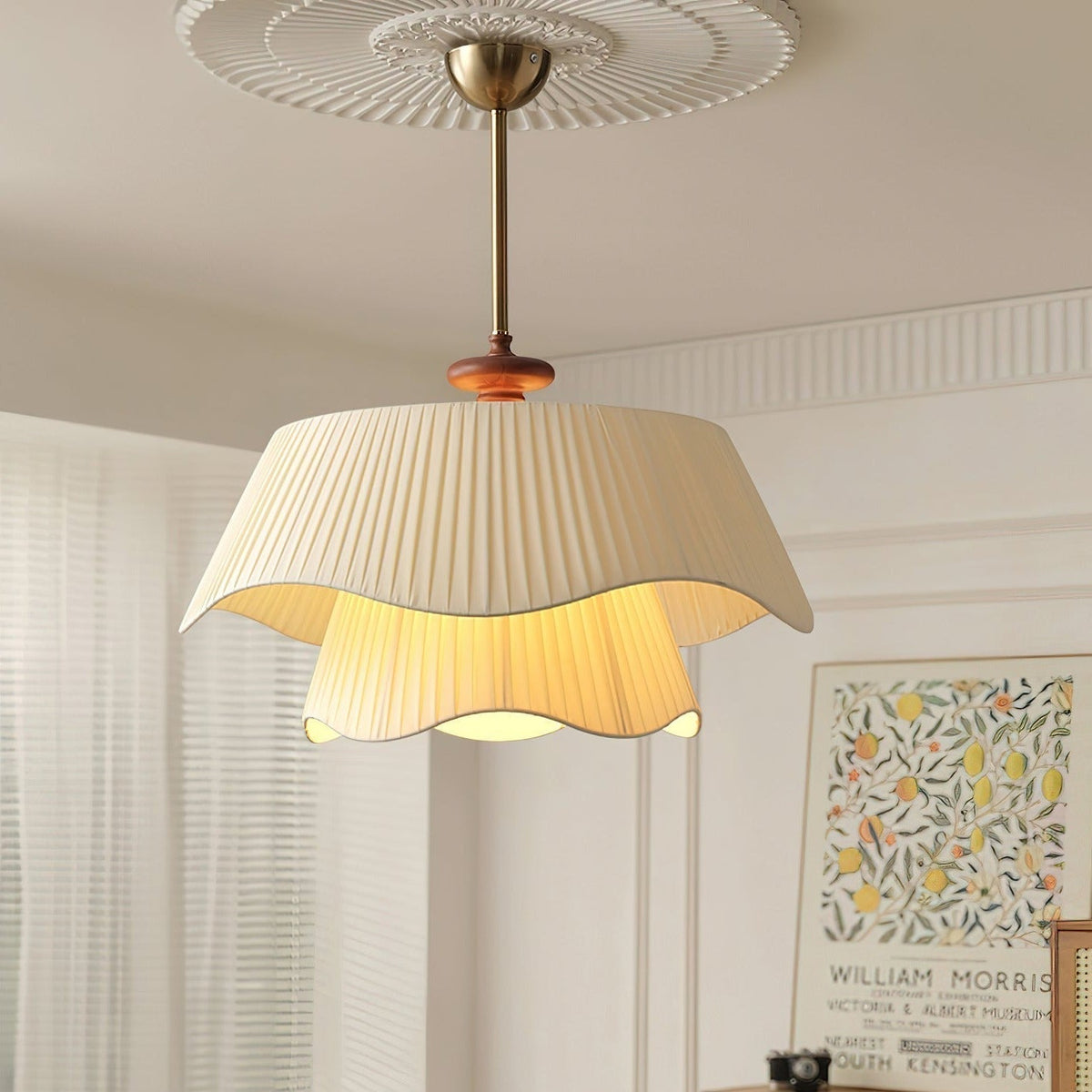 Modern Pendant Light | Pleated Fabric Double-Layer Shade