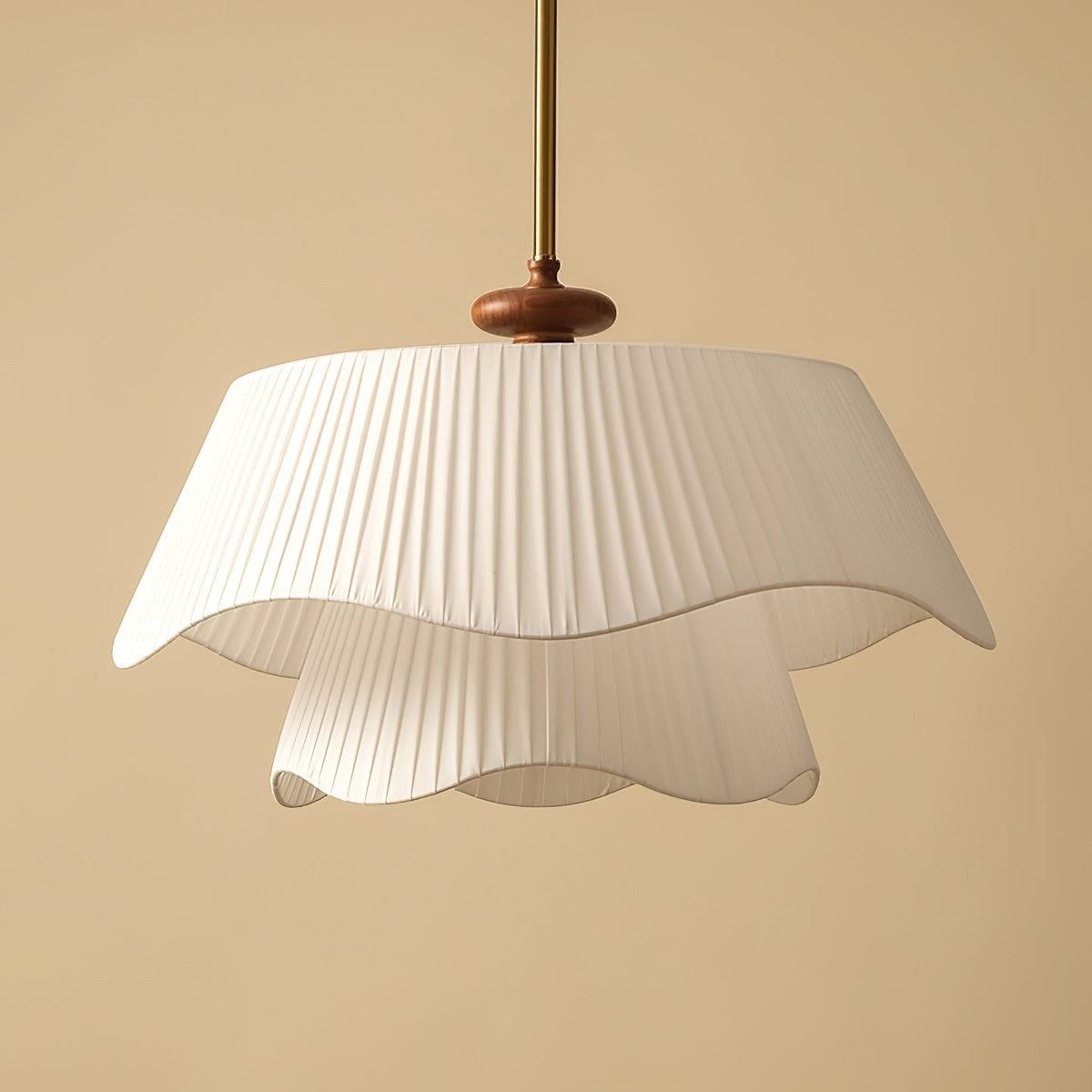 Modern Pendant Light | Pleated Fabric Double-Layer Shade